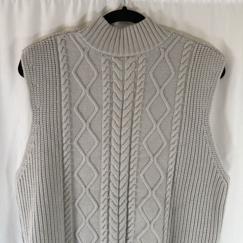 Varley Sweater Vest Women's Medium Grey Turtleneck Cableknit Sleeveless - Picture 8 of 10